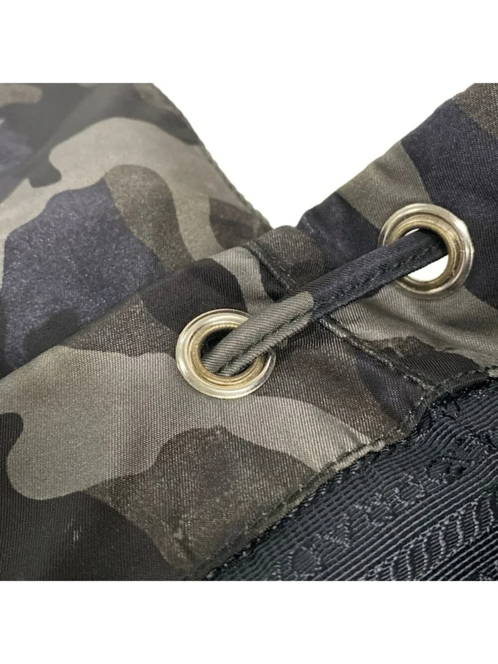 Prada Backpack Khaki Black Camo Leather